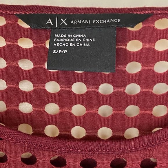 Armani Exchange Cut Out Long-Sleeve Top in Burgundy - Picture 4 of 5